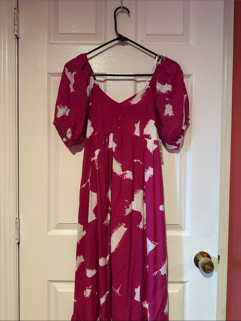 Nine West Fuchsia Maxi Dress with White Abstract Print